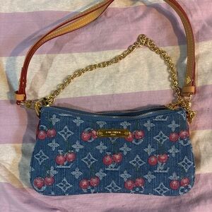 Louis Vuitton Blue Denim Cherry Shoulder Bag
